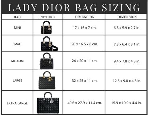 lady dior size in cm